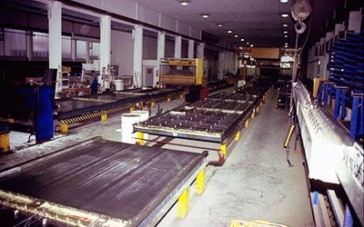 Plattendeckenproduktion 1990 Umrüstung zur Palettenumlaufanlage 1990