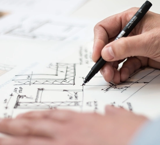 Filzstift auf Bauzeichnung Gartengestaltung_Planung_1